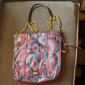 New Tahari Crossbody Snake patter Gold chain Straps